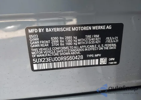 2024 BMW X5 xDrive40I from USA, damaged, VIN 5UX23EU00R9S60428